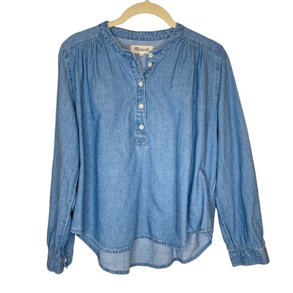 Madewell Chambray Button Front Pullover Shirt, S - Picture 3 of 9
